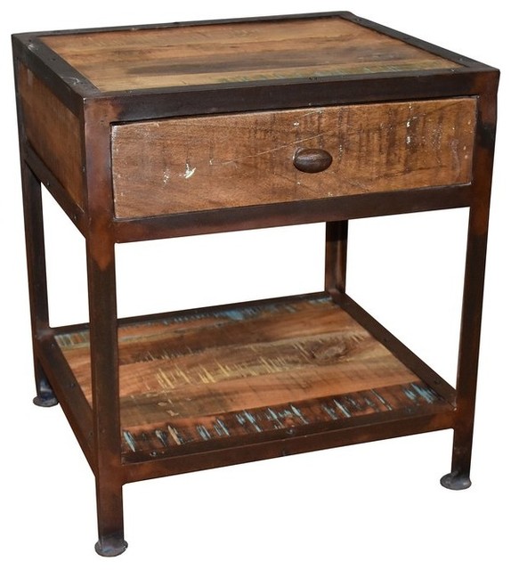 Shoptagr Ventura Solid Wood 1 Drawer Industrial End Table By