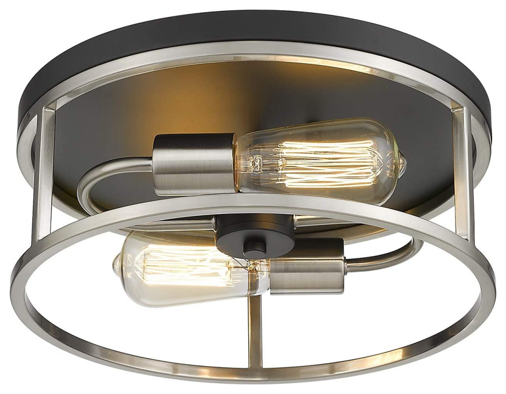 2Light Brushed Nickel Light Fixture Industrial Kitchen Ceiling Light