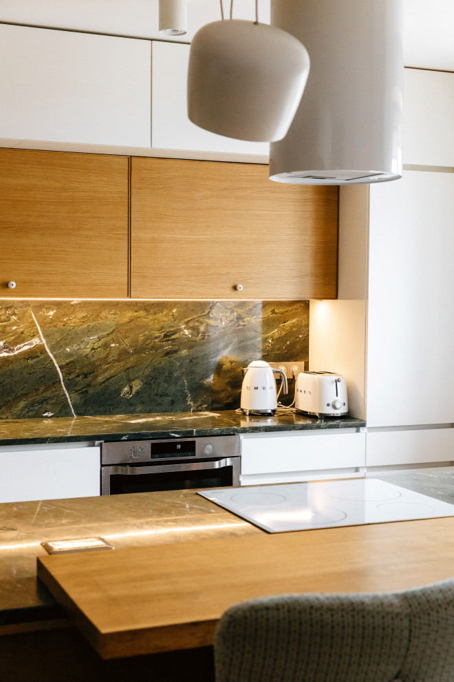 Каркас и фасады кухонного острова из крашеного МДФ