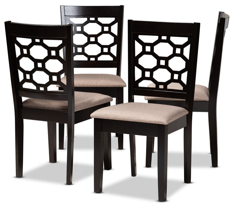 Baxton Studio Upholstered and Brown Finished Wood 4Piece Dining Chair