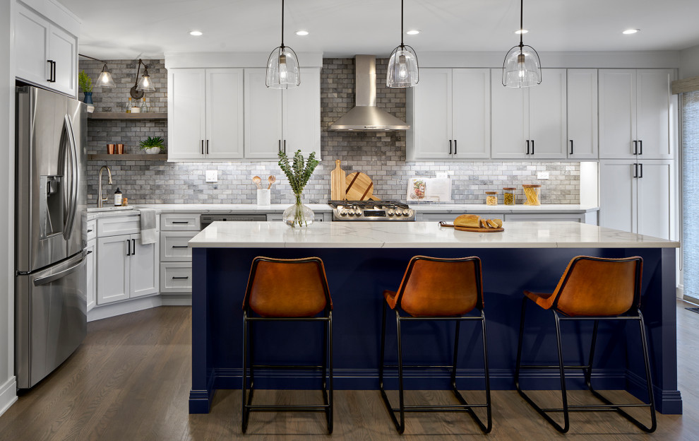 Example of a transitional kitchen design in Chicago