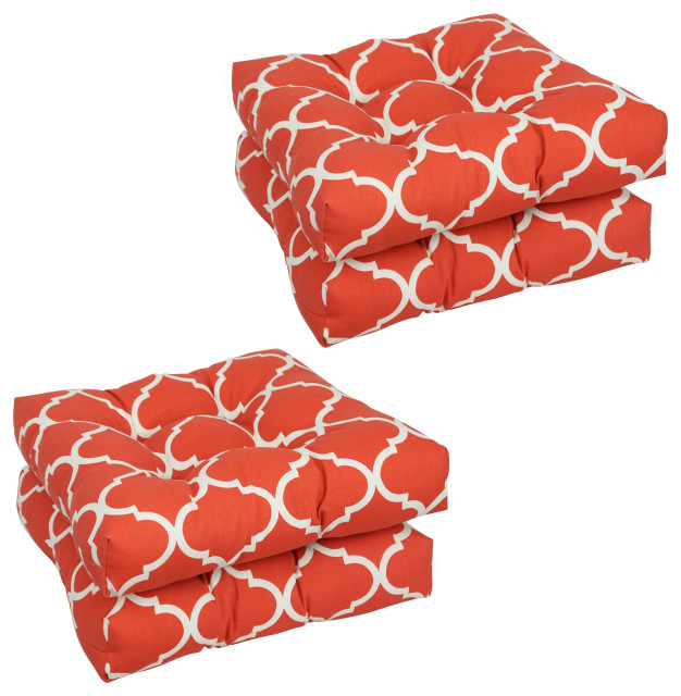 19" Squared Outdoor Tufted Dining Chair Cushions, Set of 4, Landview