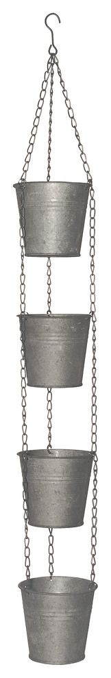 National Tree 30" Chain of 4 Metal Pots, Antique Silver