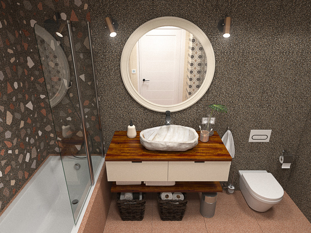 Ванная комната с контрастной плиткой