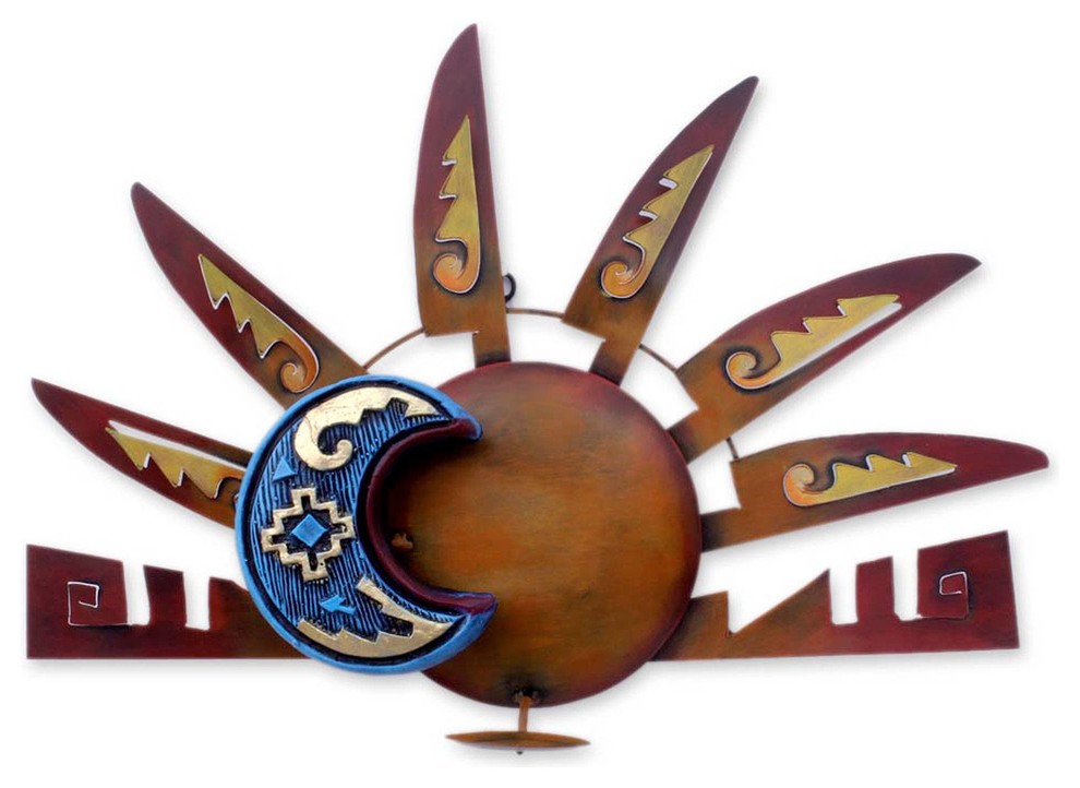 Novica Aztec Eclipse Iron Wall Candleholder