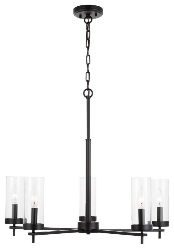 Zire Chandelier, 5-Light, Midnight Black, Clear Shade, 26" Dia - Transitional - Chandeliers - by ...
