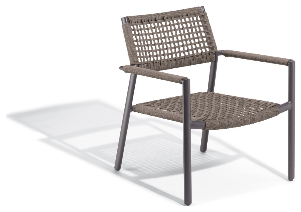Eiland Club Chair, Carbon, Composite Cord Mocha, No Cushions, Set of 2