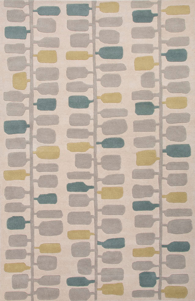 Jaipur Hand-Tufted Geometric Pattern Wool Blue/Gray Area Rug (5 x 8)