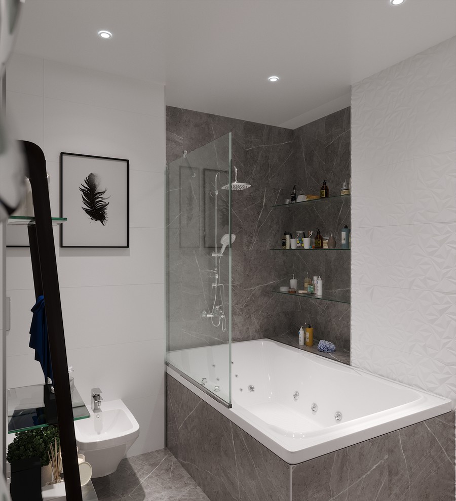 Свежая идея для дизайна: ванная комната в стиле модернизм - отличное фото интерьера