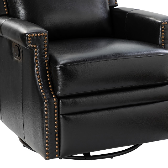 Genuine Leather Swivel Rocker Recliner, Set of 2 - Transitional ...