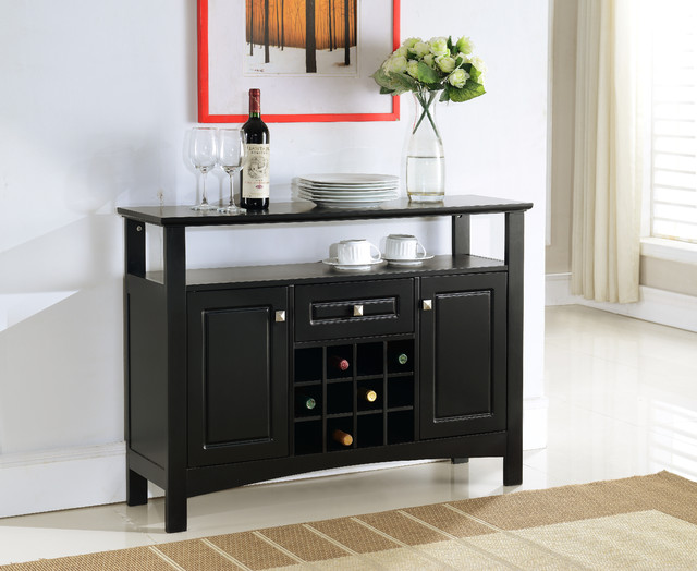 Deena Sideboard With Wine Rack, Black - Transitional - Wine And Bar ...