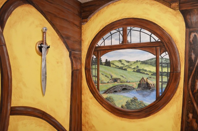Johnny's Hobbit Hole Room: He custom built the tower out of Legos - Rustic  - Minneapolis - by Walls Of Art LLC Muralist