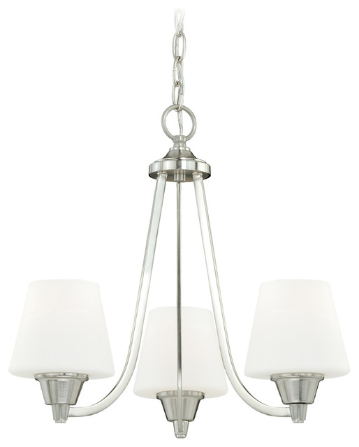 Calais 3L Chandelier Satin Nickel Satin Nickel with Frosted Opal Glass