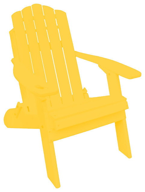 Poly Lumber Country Classic Adirondack Chair With Cup Holder, Lemon Yellow, Without Smart Phone Holder