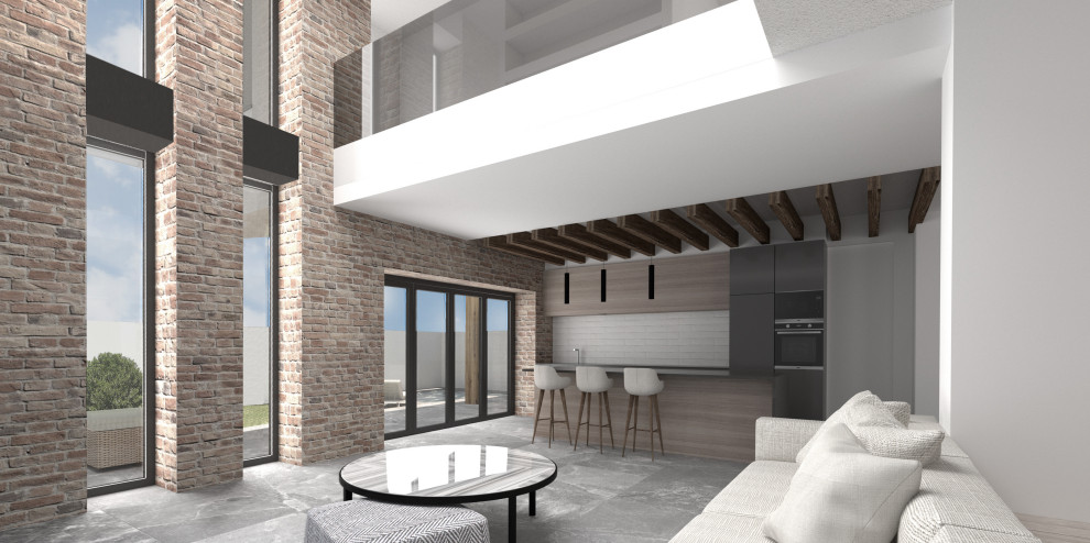 VISTA INTERIOR SALÓN - COCINA