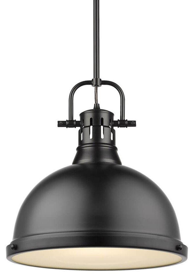 1Light Black Pendant With Matte Black Shade Traditional Pendant Lighting by Designer
