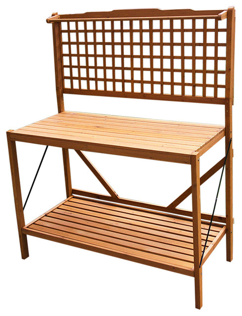 Foldable Potting Bench Home Garden Planting Station Transitional
