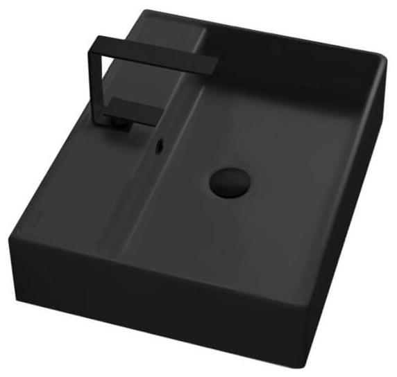 Rectangular Matte Black Ceramic Wall Mounted or Vessel Sink