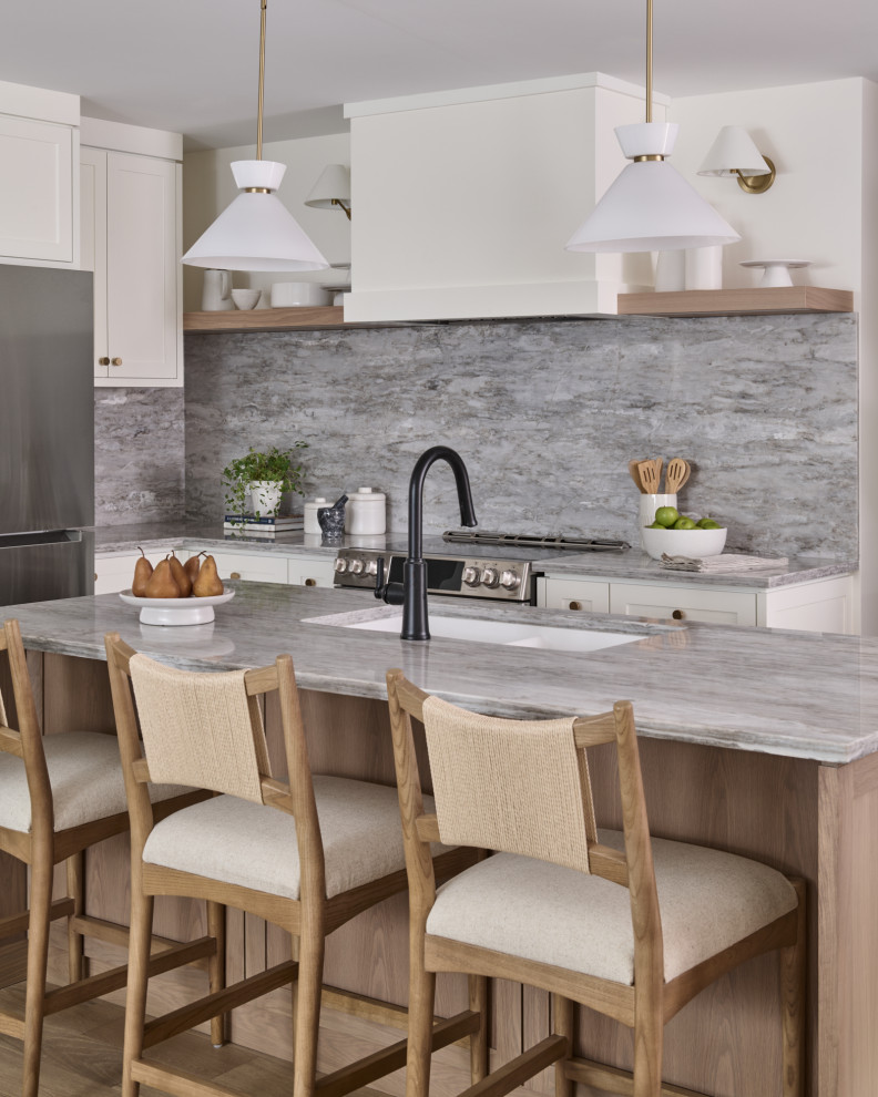 Example of a transitional kitchen design in Toronto