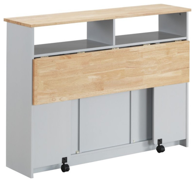Bowery Hill Farmhouse Kitchen Cart with Open Storage in Natural and Gray