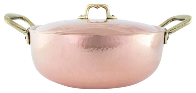 Rounded Copper Casserole with Lid, Copper, 1.4 Litre, 14cm