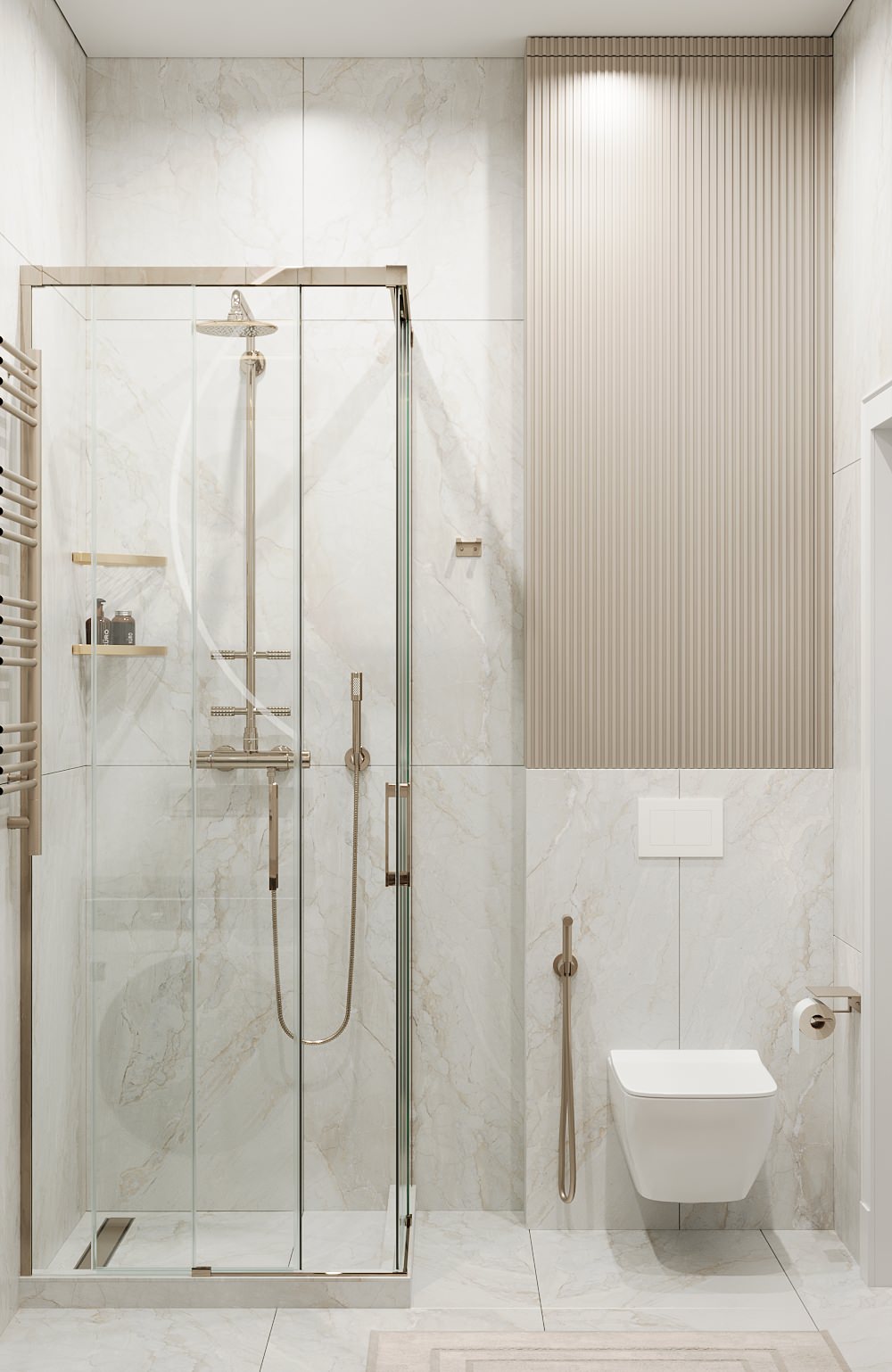 Санузел с душем. Поселок "Лесной остров"