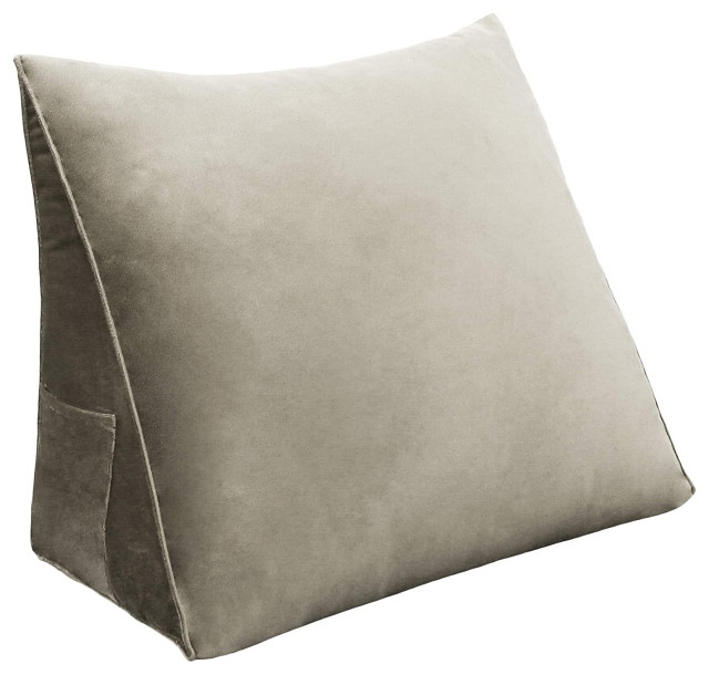 WOWMAX Reading Bed Rest Back Support Wedge Pillow, Taupe
