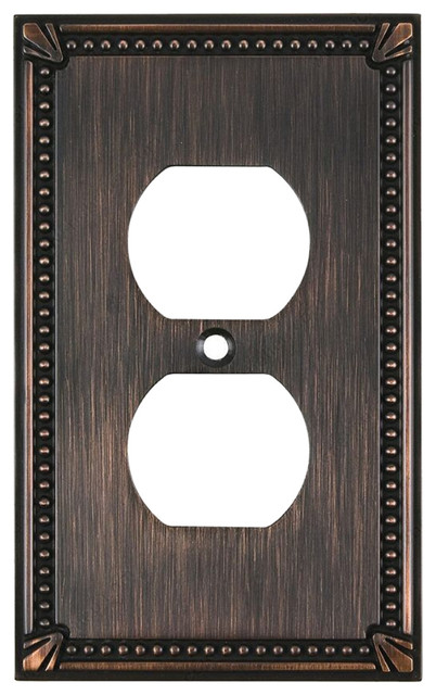 Rok Wall Plate Traditional Decorative Double Outlet Brushed Oil