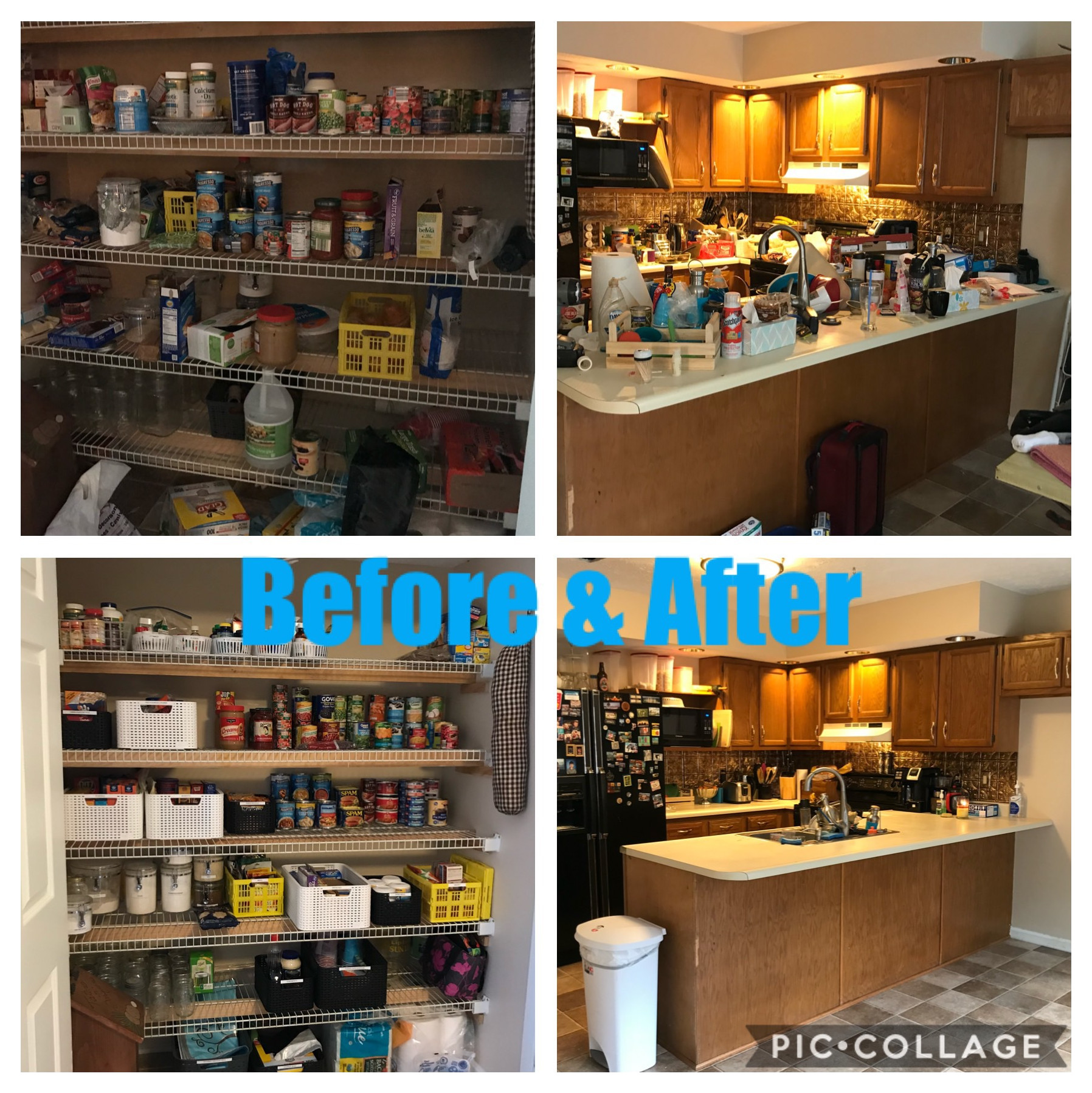 Kitchen and pantry before & after