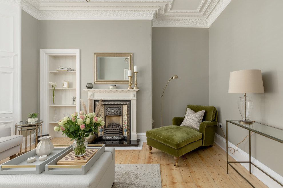 Inspiration for a traditional living room in Edinburgh with a standard fireplace and no tv.
