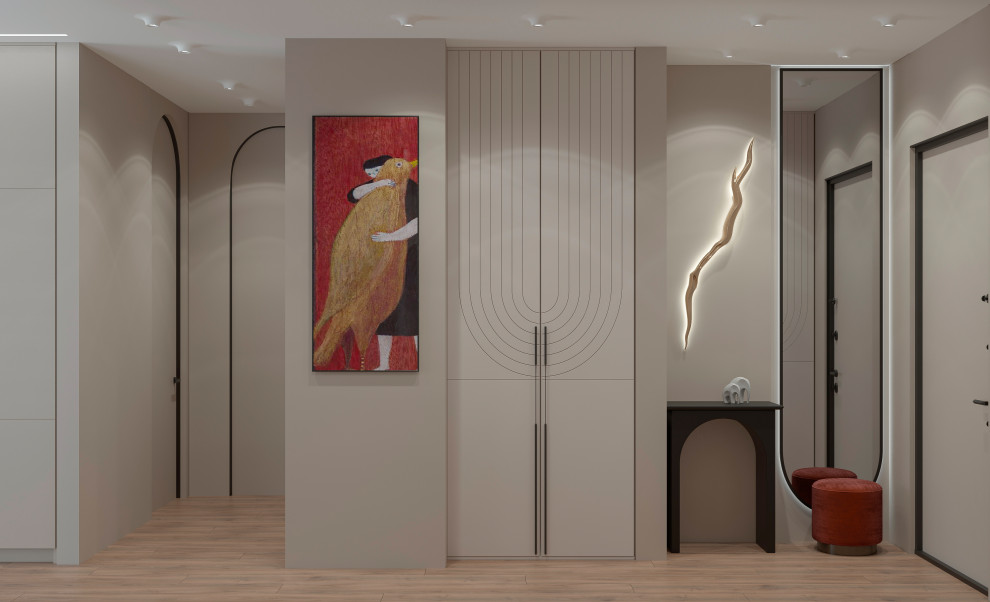 Прихожая из проекта "Оранжевый Блюз" трёхкомнатной к в ЖК Neva Towers, г. Москва