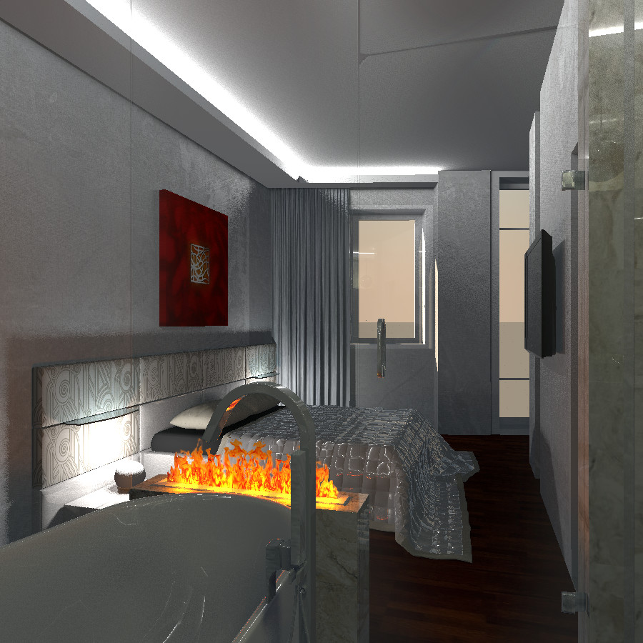 Спальня и ванная для молодой супружеской пары