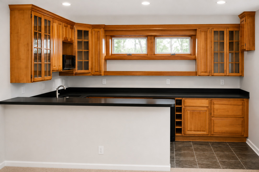 Ann Arbor - Finished Basement, Bar, Bathroom, Stone Fireplace & Custom Dry Sauna