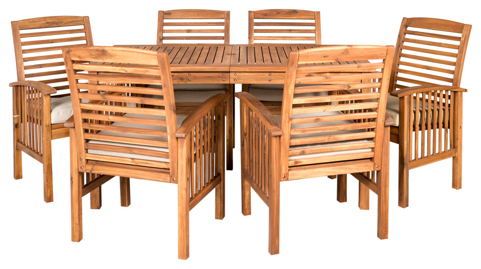 7Piece Modern Outdoor Patio Dining Set Brown Transitional Outdoor Dining Sets by