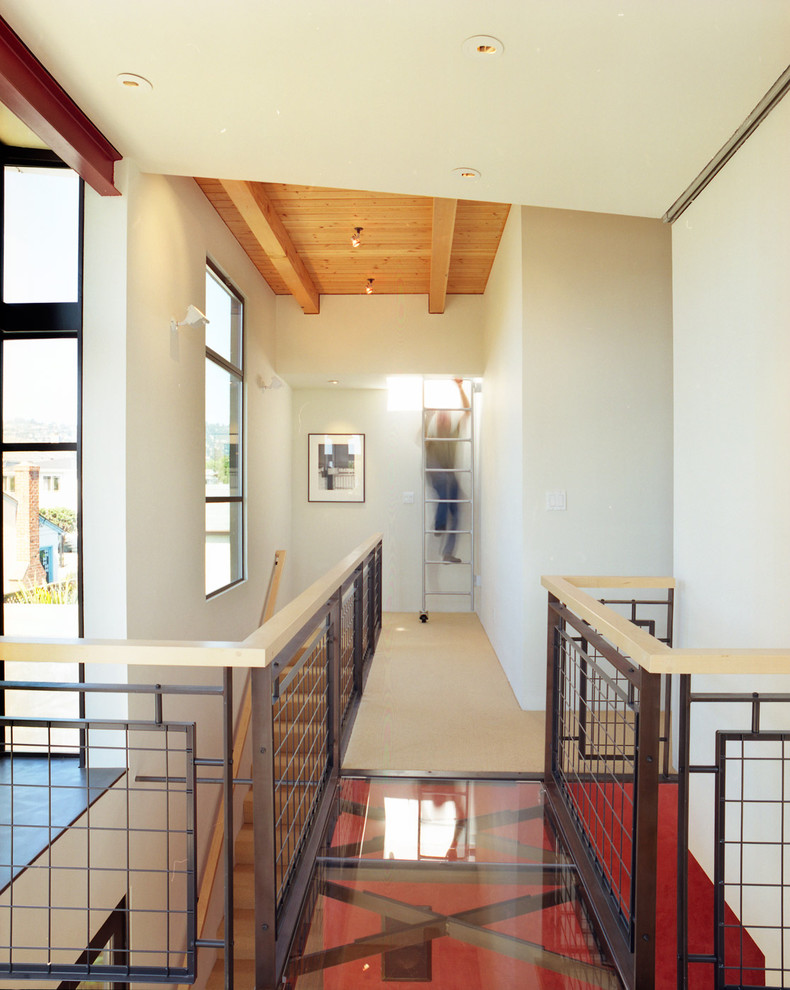 Design ideas for a contemporary hallway in San Francisco with white walls.