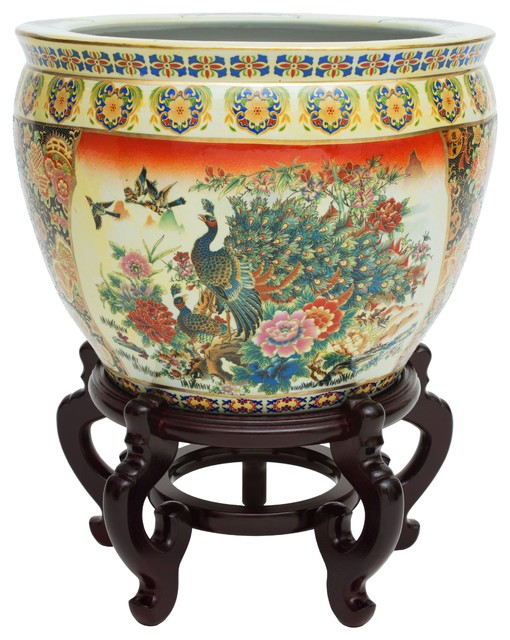 18 Famille Rose Porcelain Fishbowl Asian Indoor Pots And Planters By Oriental Furniture Houzz