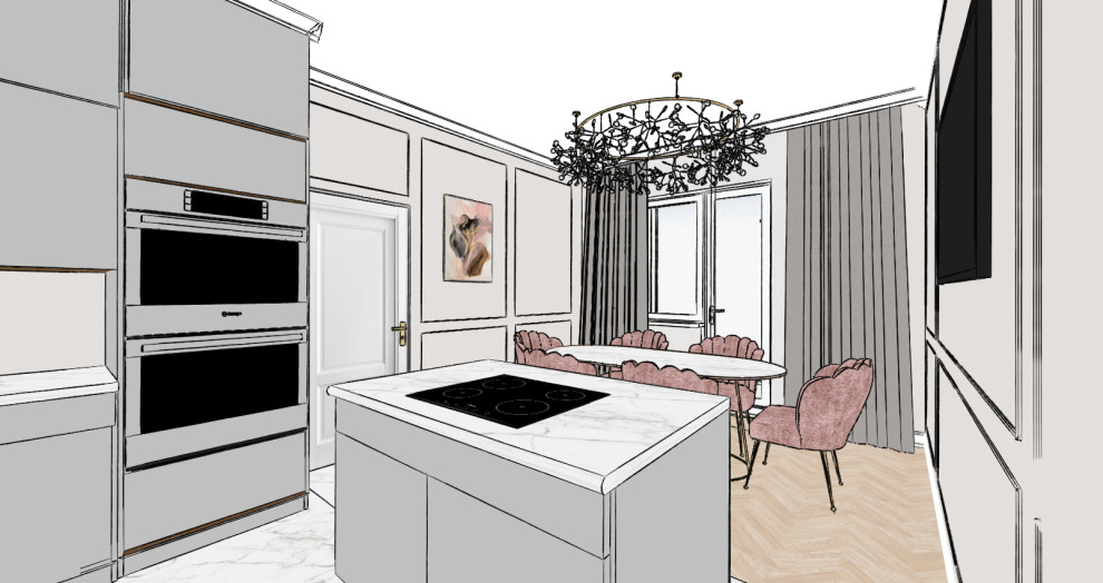 Скетчи квартиры в неоклассическом стиле