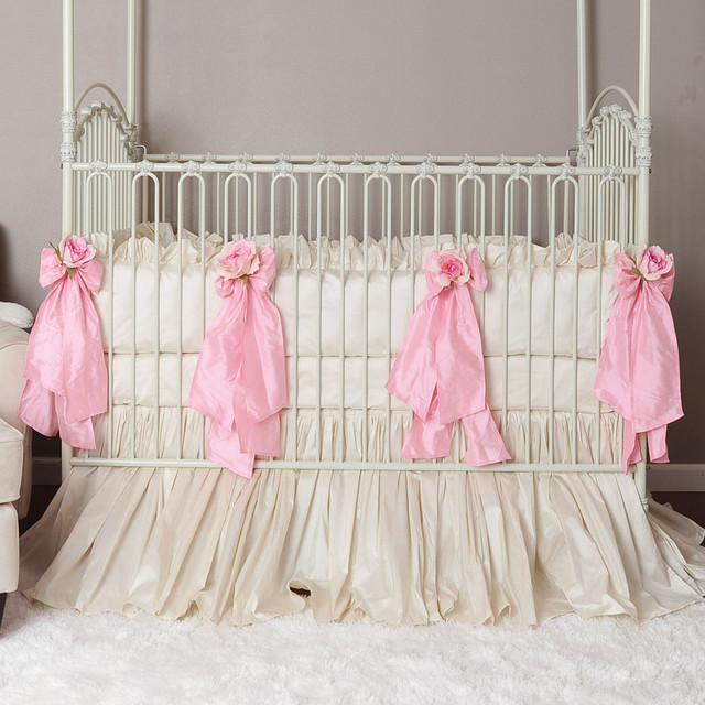 Celine Crib Bedding Linens in Pink, Silk