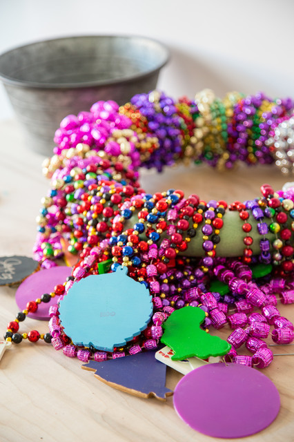 Create a Festive, Colorful Mardi Gras Bead Wreath