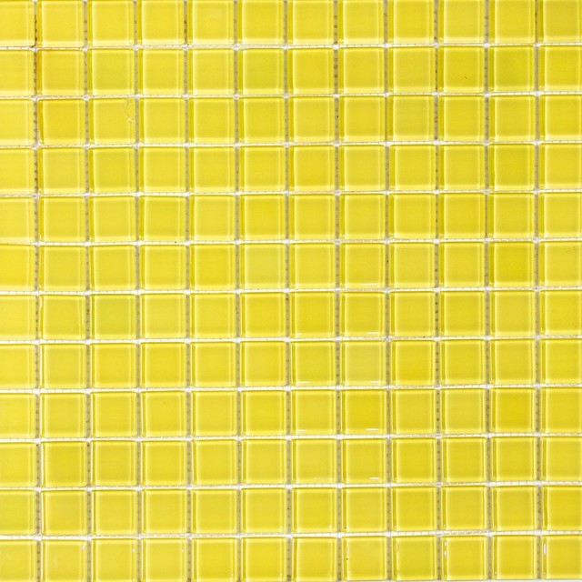 12"x12" Square Yellow Glass Mosaic Tile