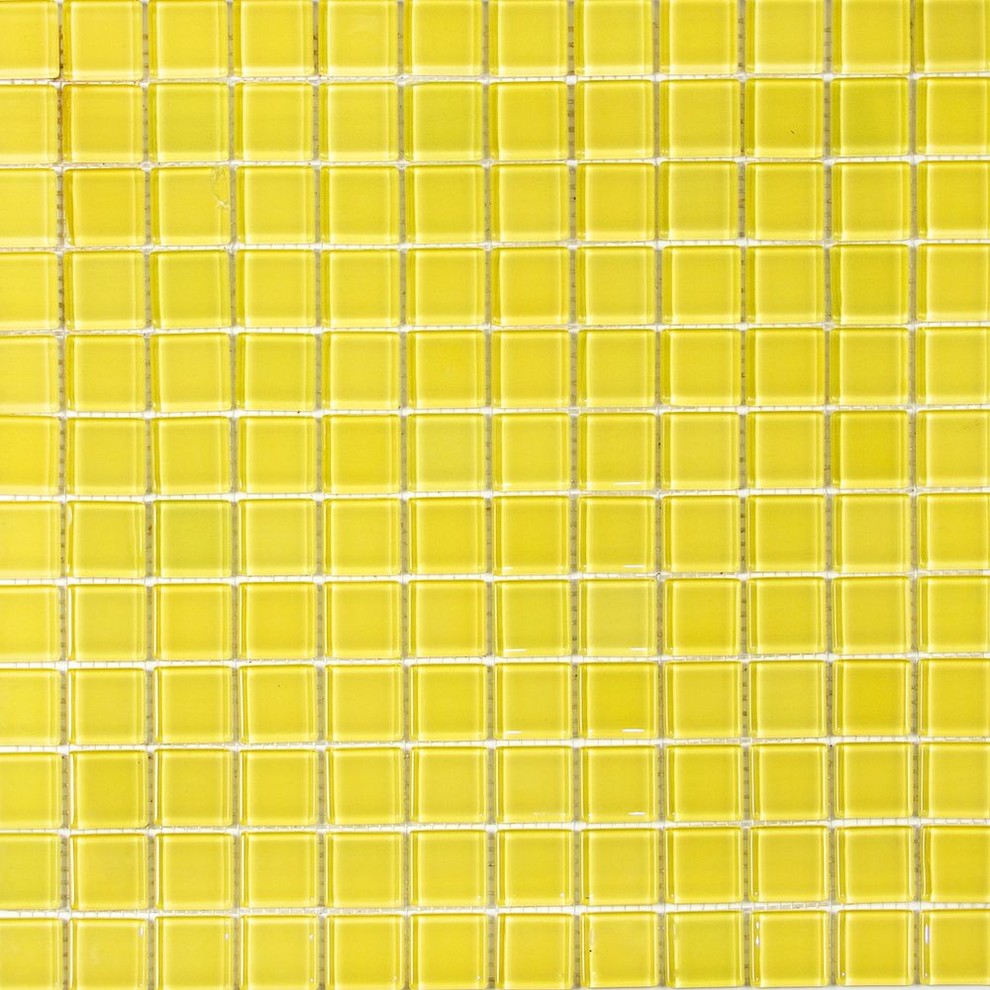 12"x12" Square Yellow Glass Mosaic Tile