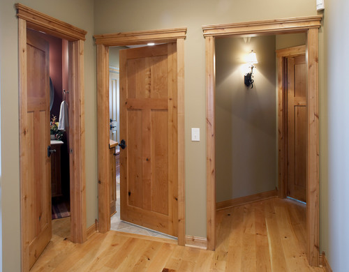 Knotty Alder stile & rail wood interior door with flat panels