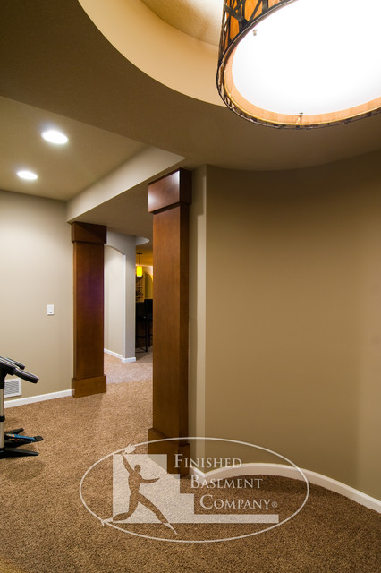 Basement Curved Wall Ceiling Traditional Basement