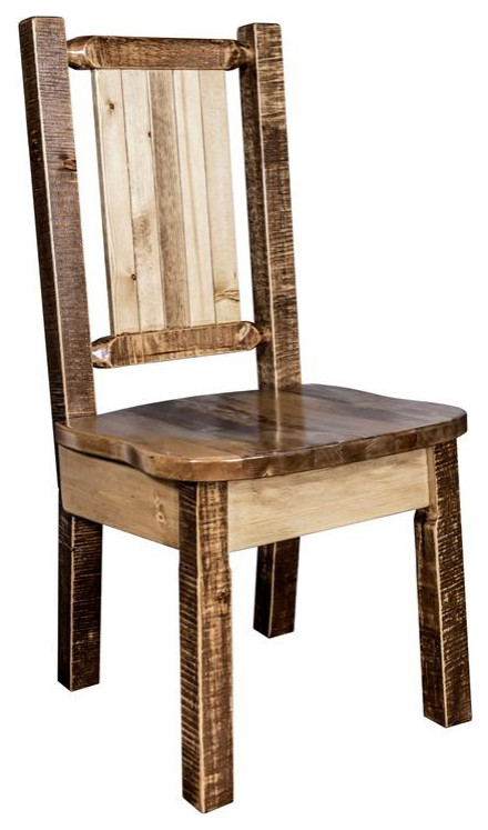 Montana Woodworks Homestead Wood Side Chair with Laser Engraved in Brown