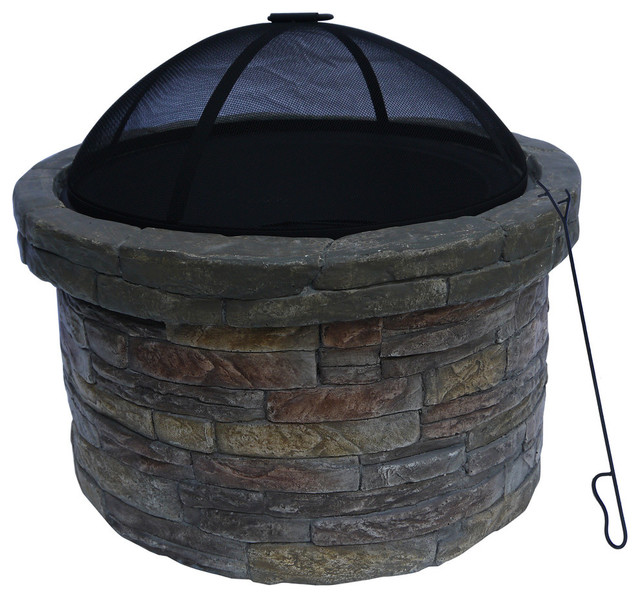 Round Stone Fire Pit With Cover