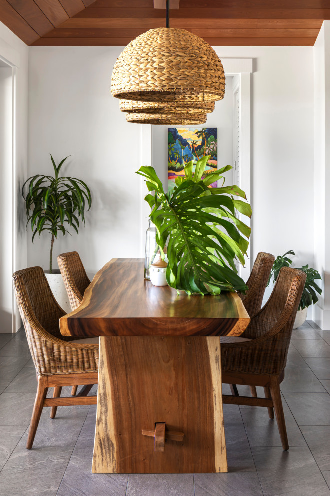 Design ideas for a world-inspired dining room in Hawaii.
