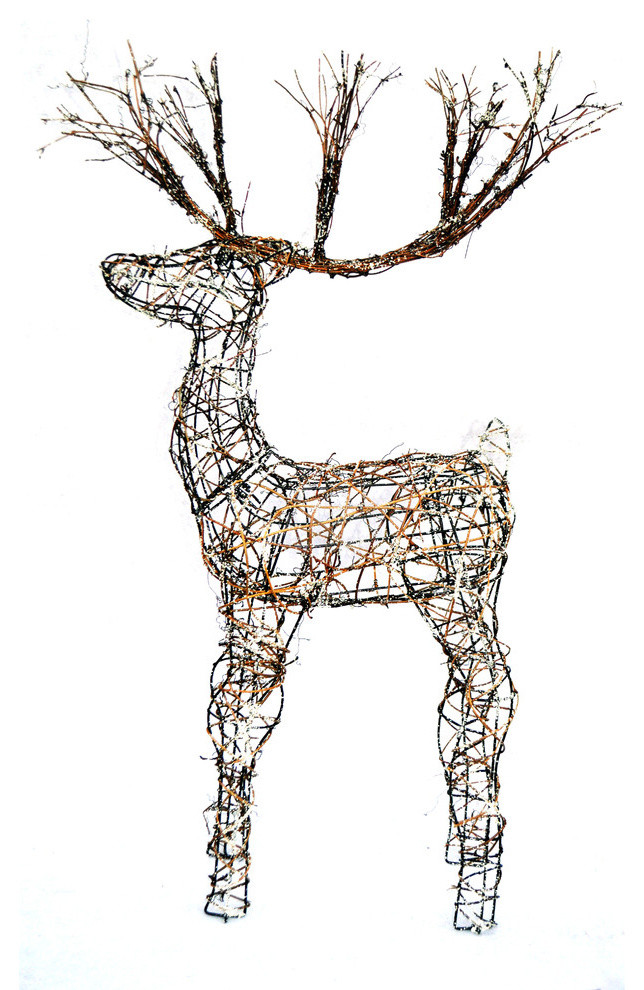 Alpine Rattan Reindeer With 50 Plug" Halogen Lights, 34" Tall