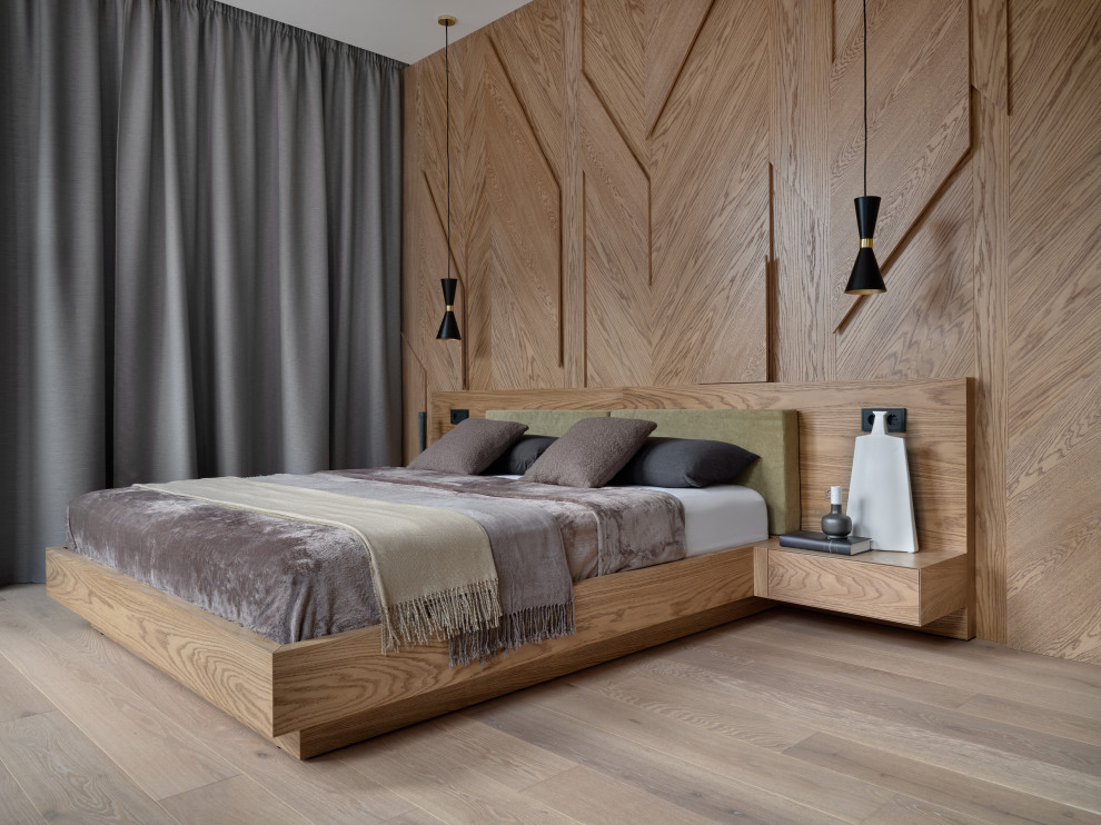 Монохром с деревянными акцентами в двухкомнатной квартире 60 м2