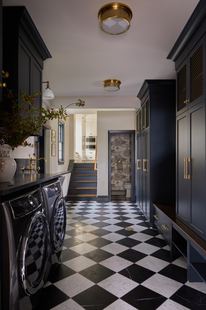 Elegant laundry room photo in Chicago