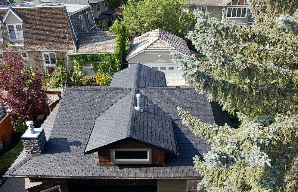 Moderne Slate Roof Calgary Minto Blackr Traditional Exterior